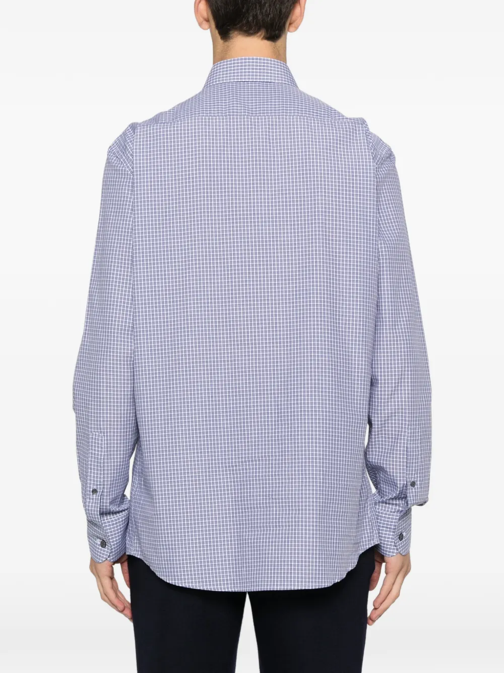 Zegna checked buttoned shirt Blauw