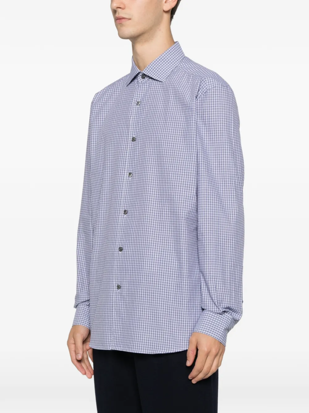 Zegna checked buttoned shirt Blauw