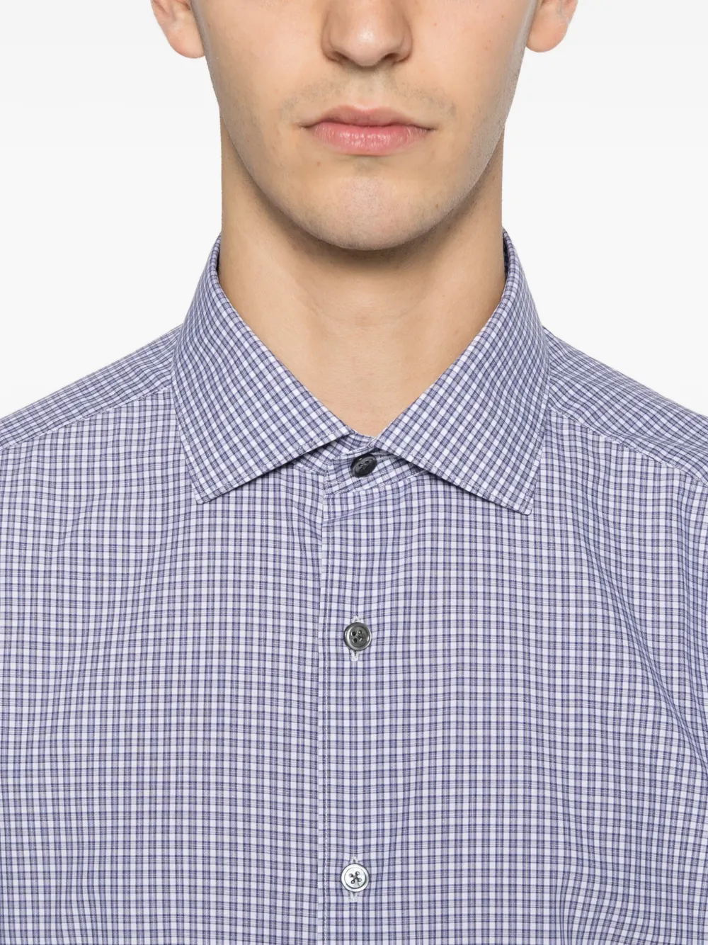 Zegna checked buttoned shirt Blauw