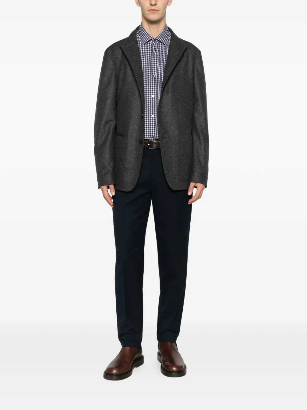 Zegna checked shirt - Zwart
