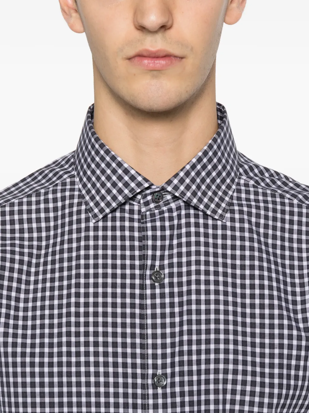 Zegna checked shirt Zwart