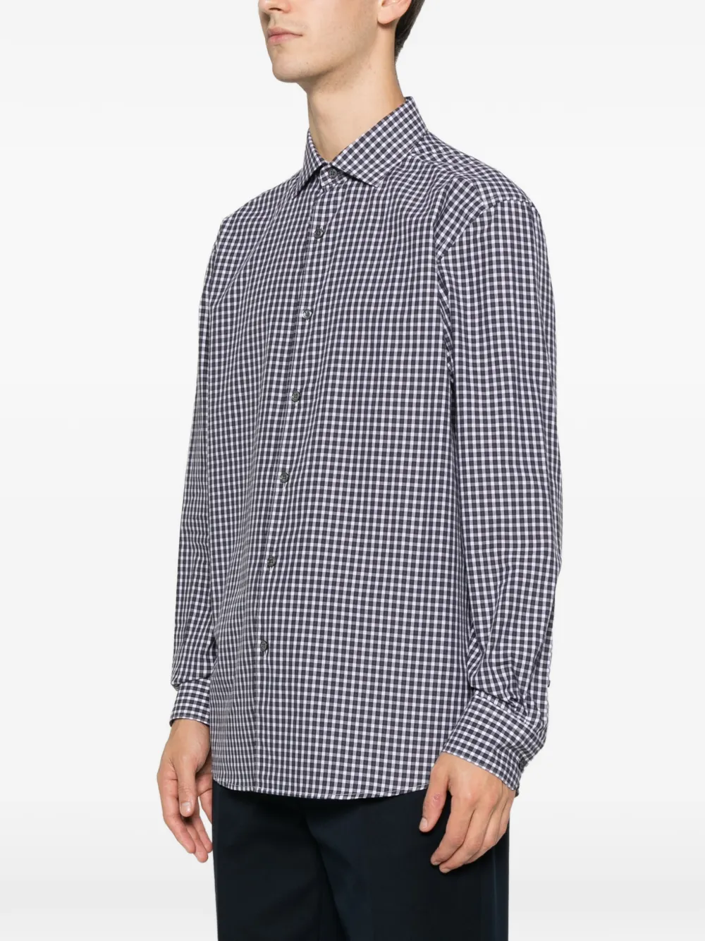 Zegna checked shirt Zwart