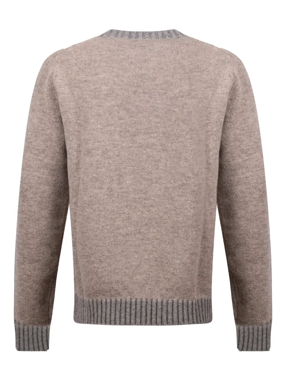 Irish Crone Trui met geribbelde afwerking - Beige