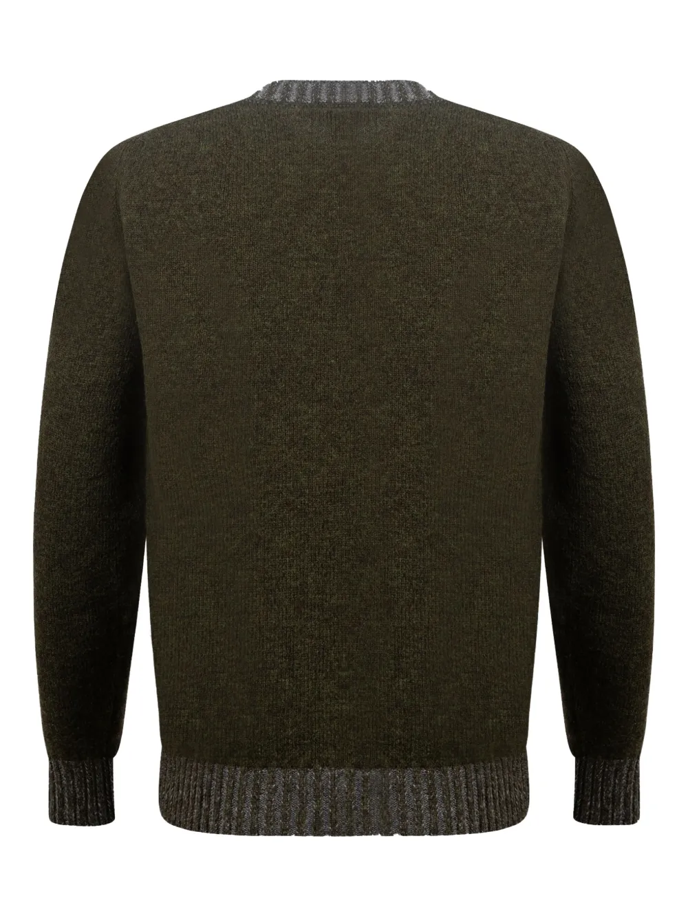 Irish Crone Trui met geribbelde afwerking en ronde hals - Groen