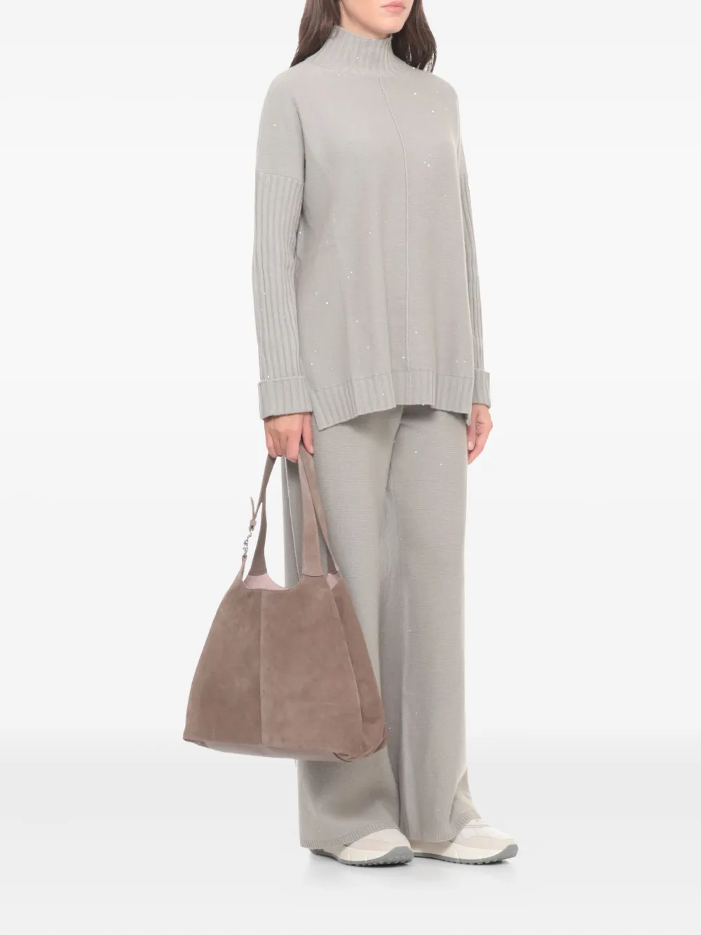 PANICALE elasticated sequin-embellished pants - Beige