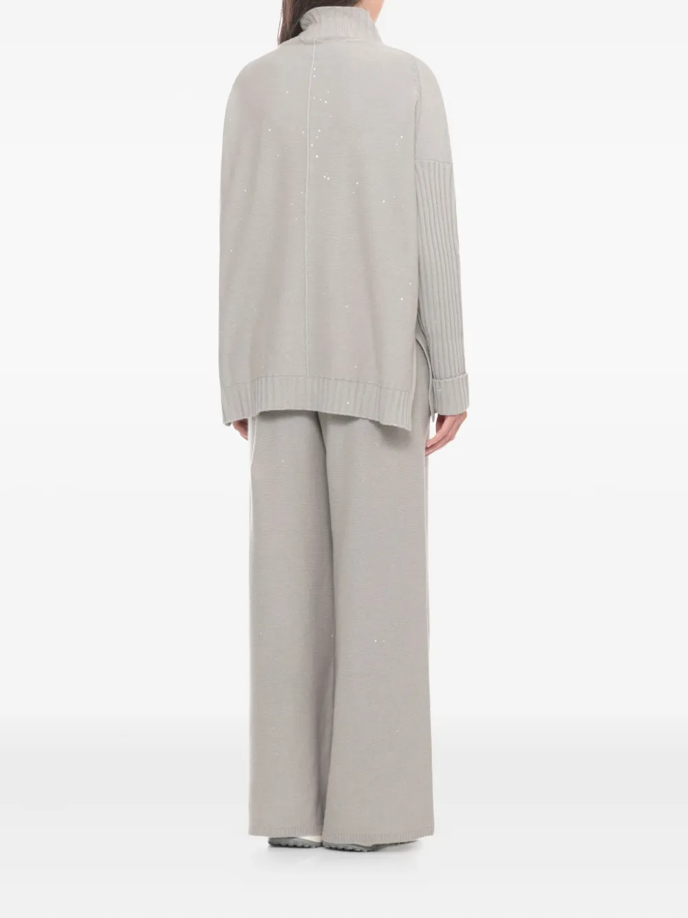 Panicale Ribbed Paillettes-detail Sweater In Gray