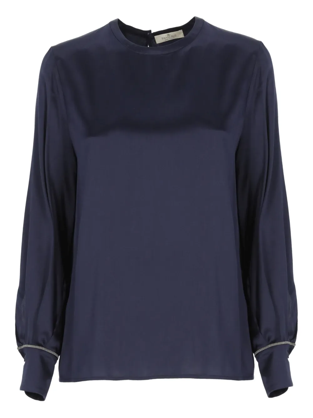 Panicale Rhinestone-embellishment Silk Blouse In Blue