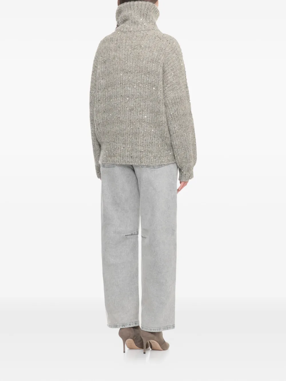 Panicale Zip Paillettes-embellished Cardigan In Gray