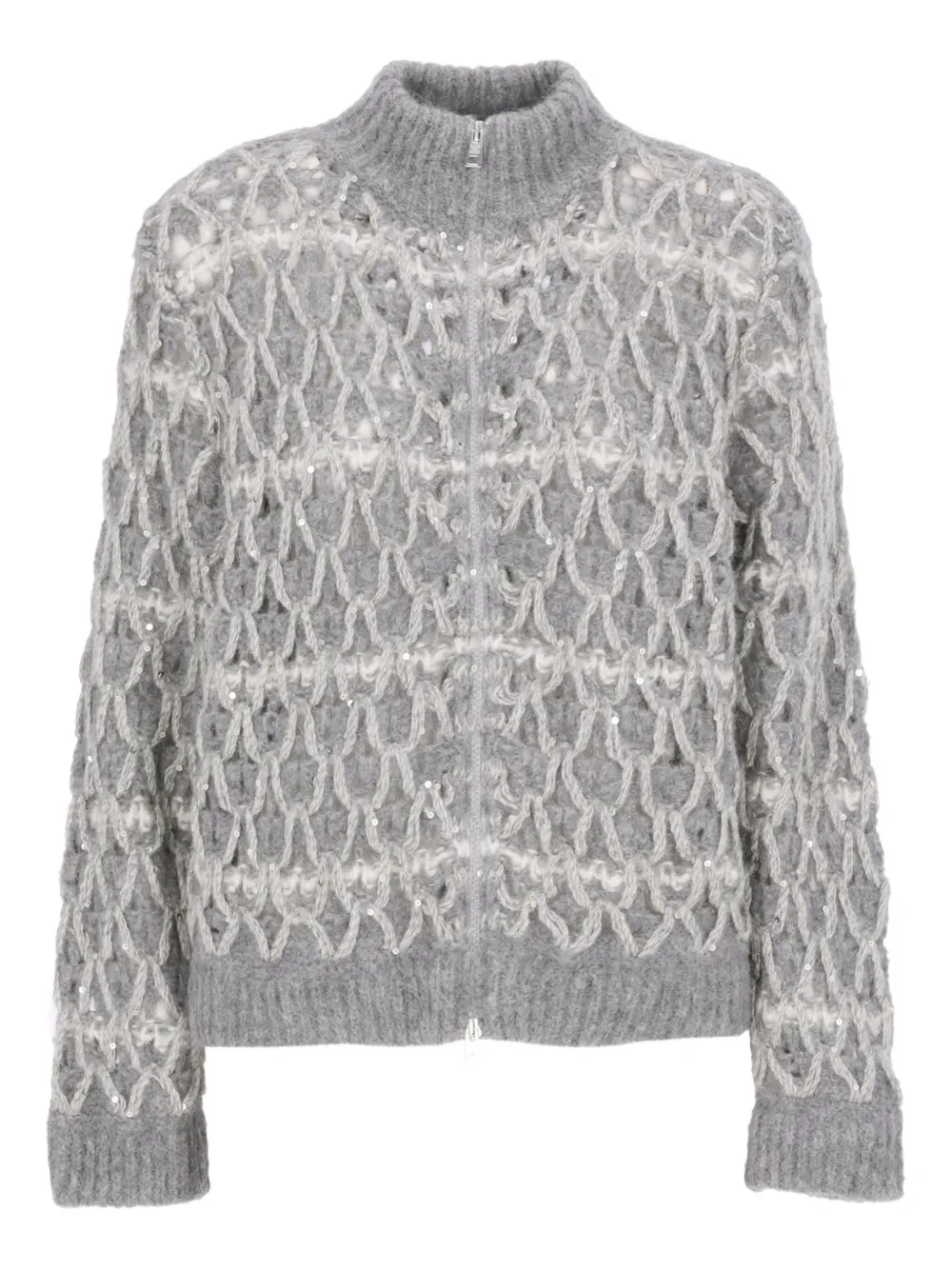 PANICALE sequinned zip cardigan | Grey | Image 1