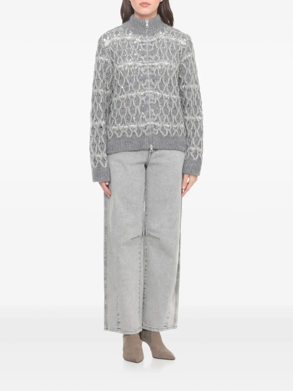 PANICALE sequinned zip cardigan | Cardigans | Image 2