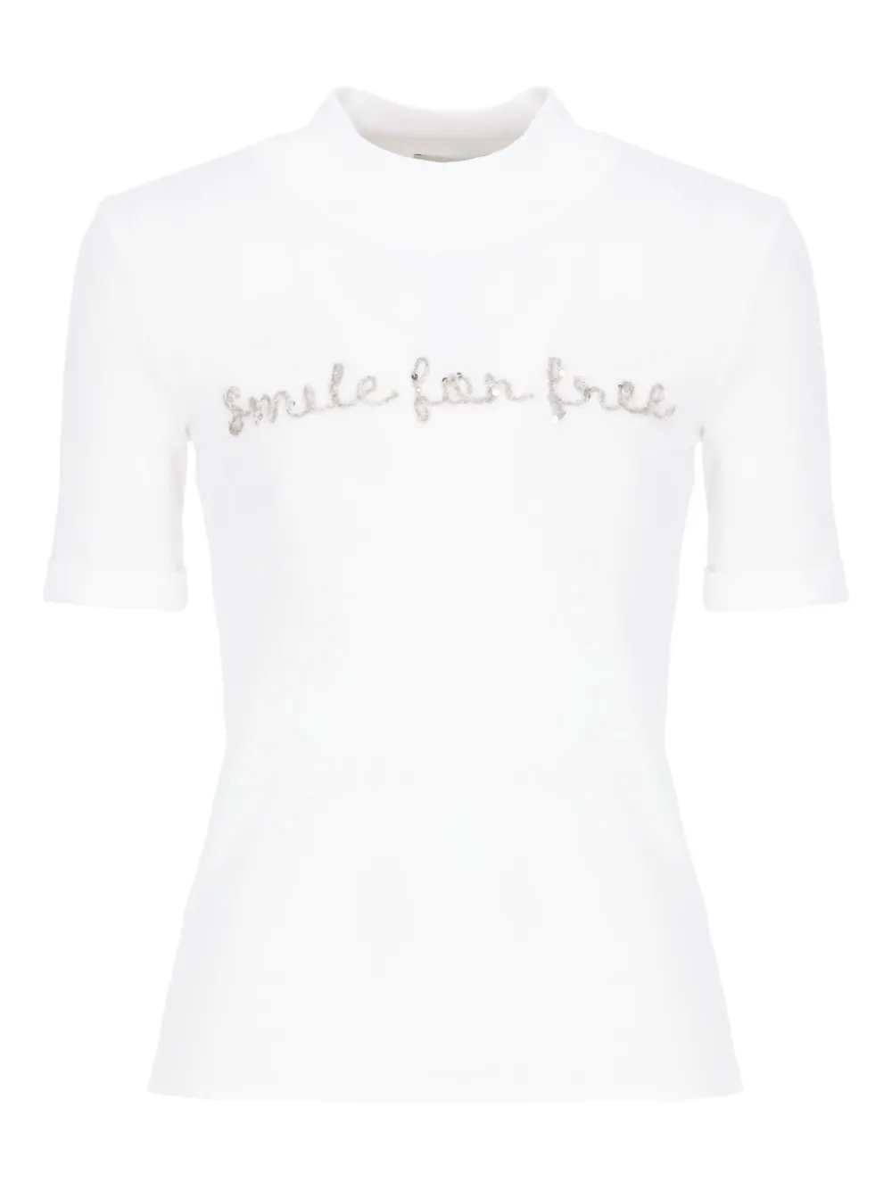 Panicale Embroidered Sequin-embellished T-shirt In White