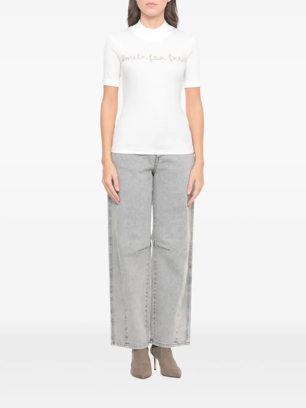 Panicale Embroidered Sequin-embellished T-shirt In White