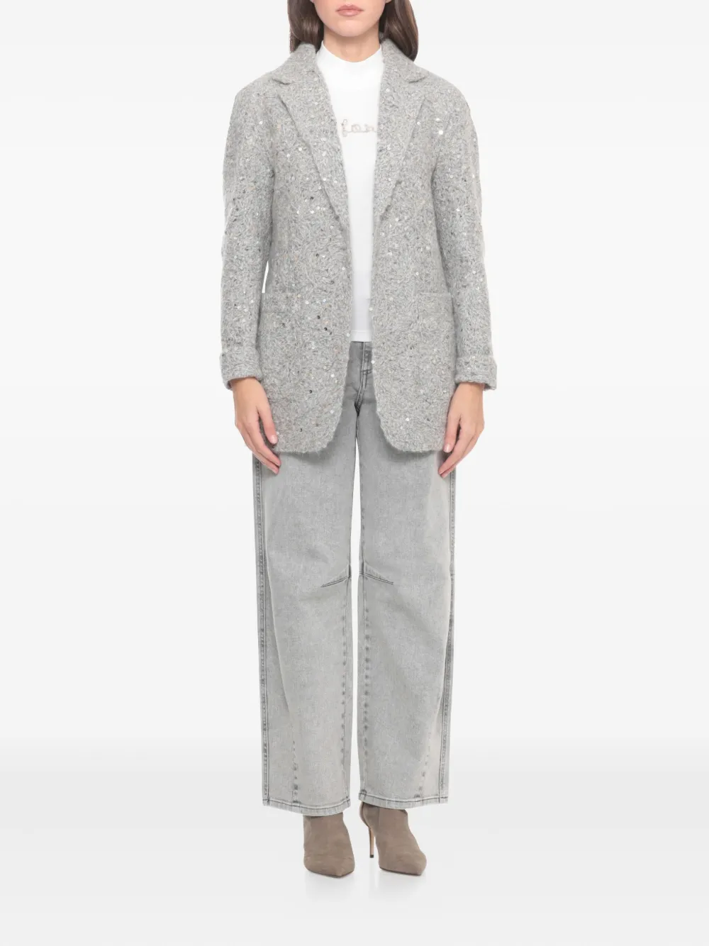 Panicale Paillettes-embellished Blazer In Gray