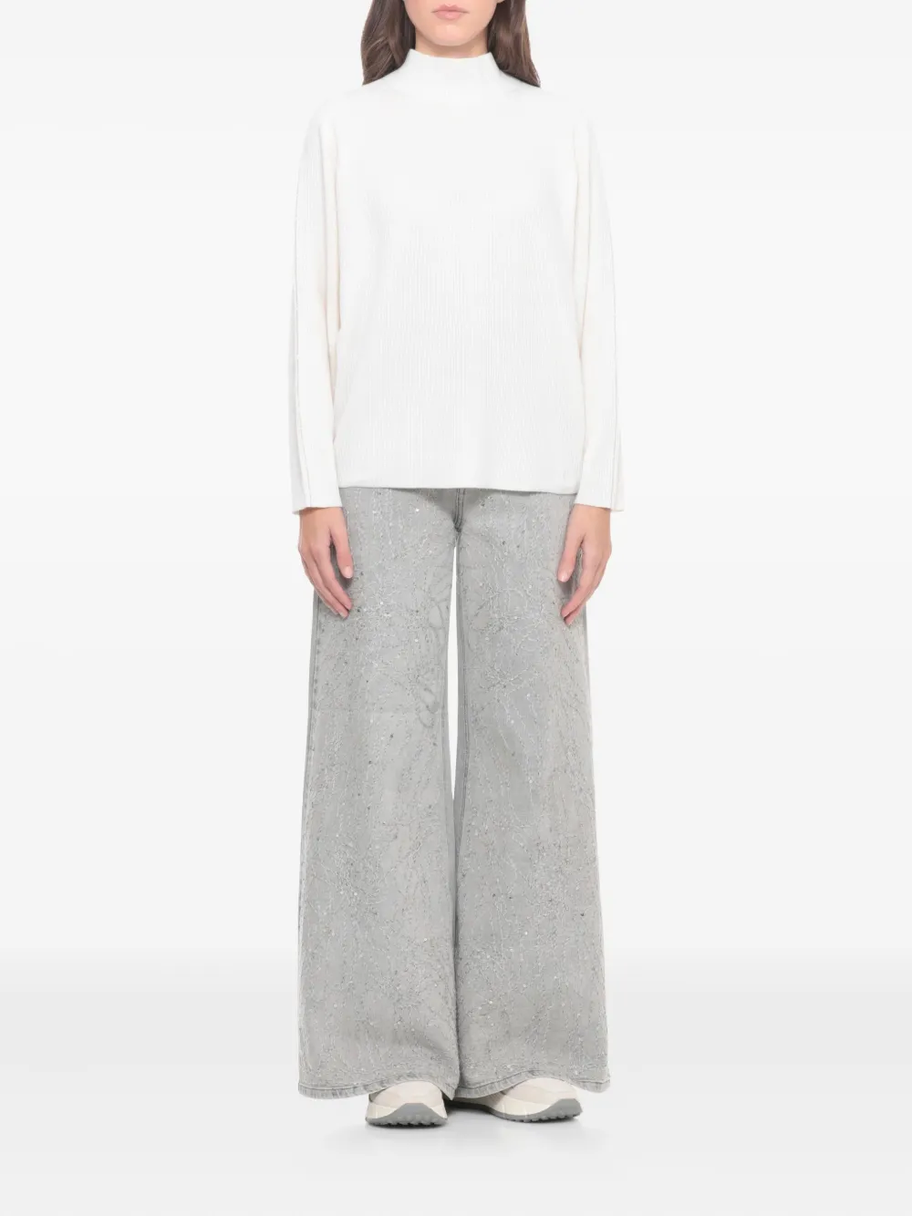 Panicale Ribbed High-neck Sweater In White