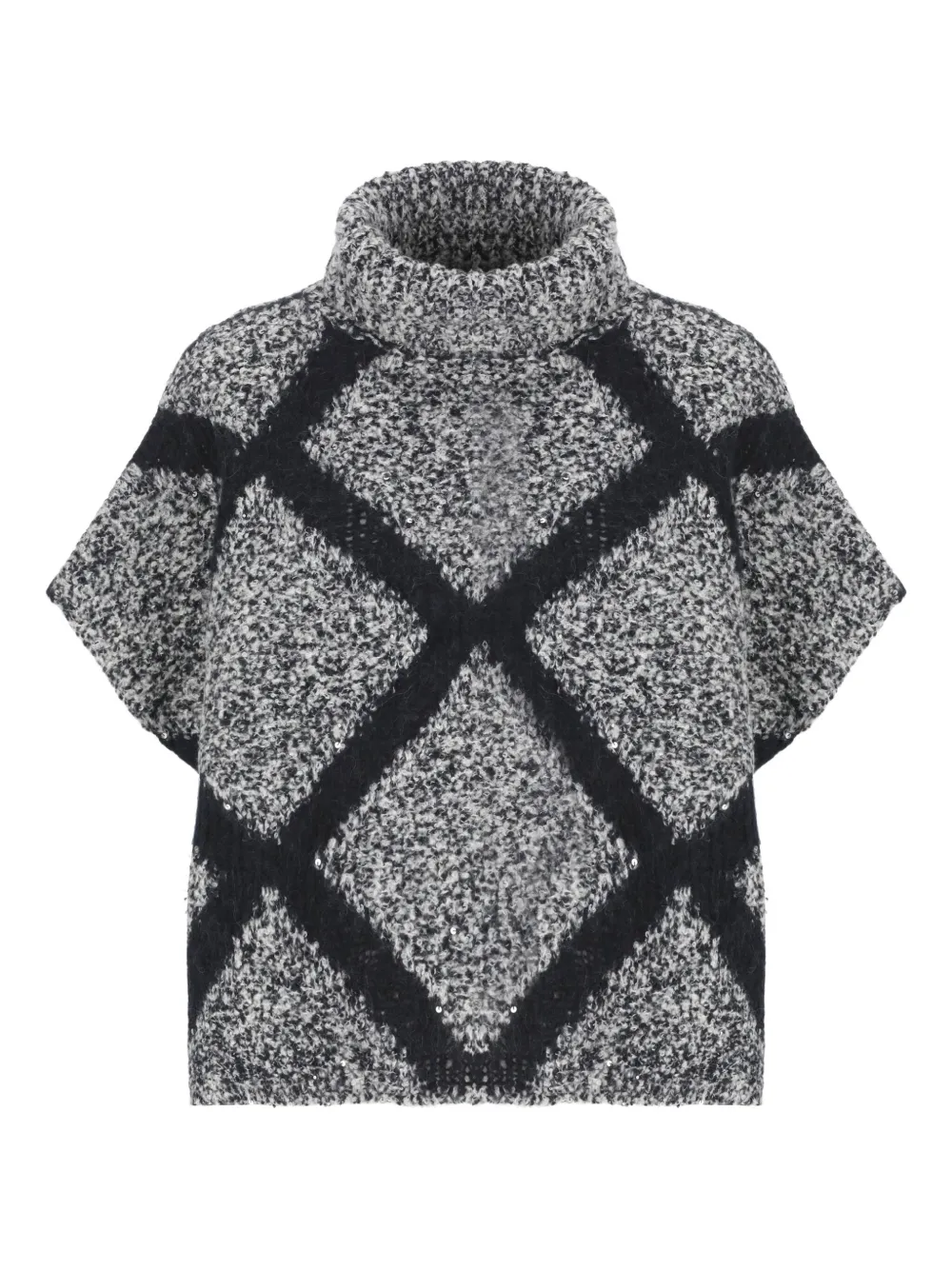 Panicale High-neck Knitted Poncho In Brown