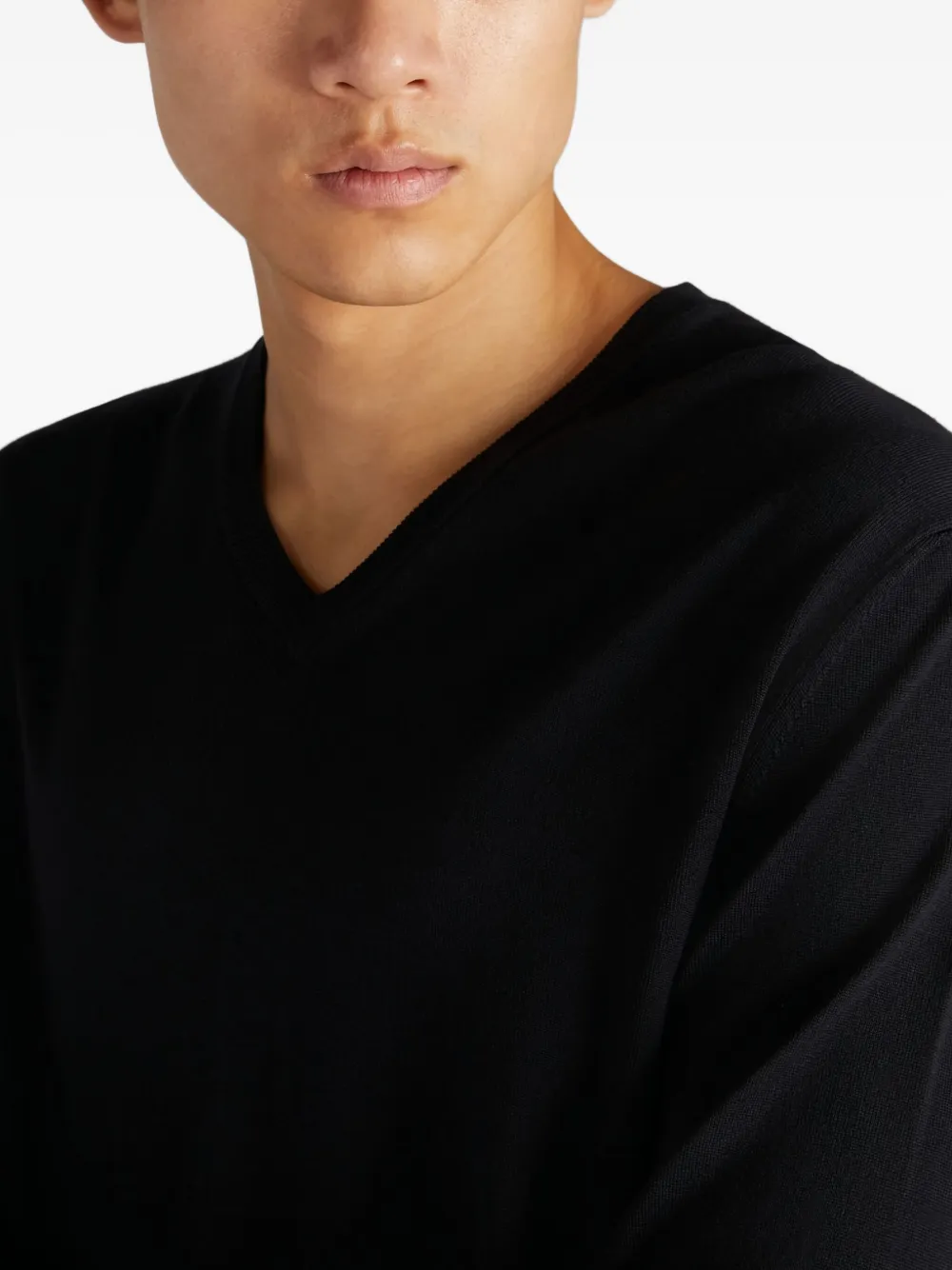 Slowear V-neck Long-sleeve Sweatshirt In Black