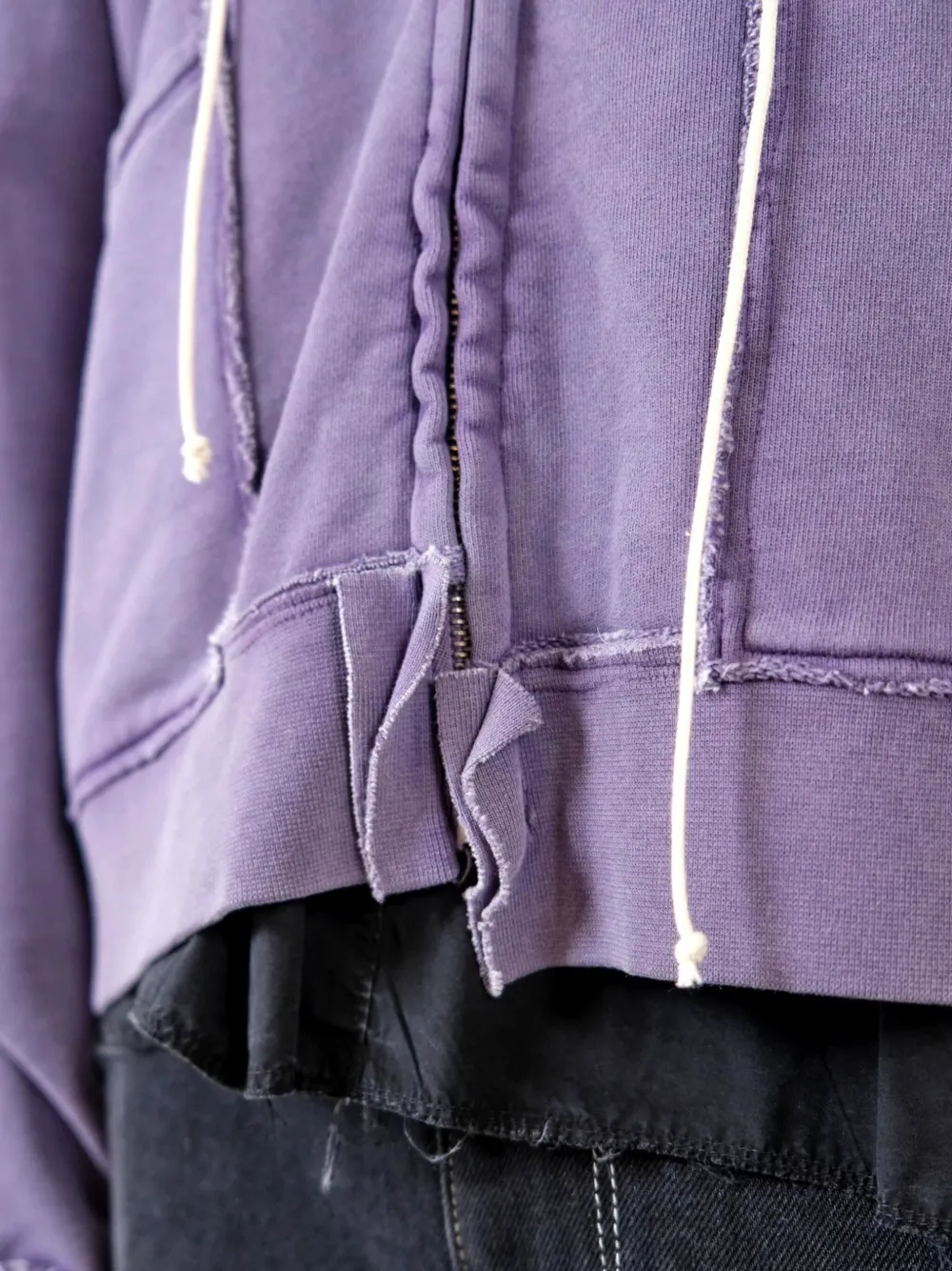 Camiel Fortgens Frayed Zip Hoodie In Purple