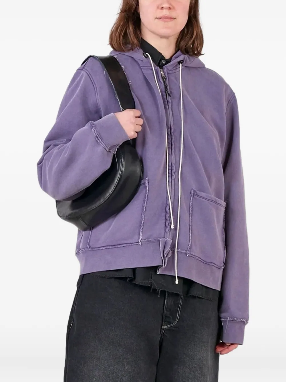 Camiel Fortgens Frayed Zip Hoodie In Purple