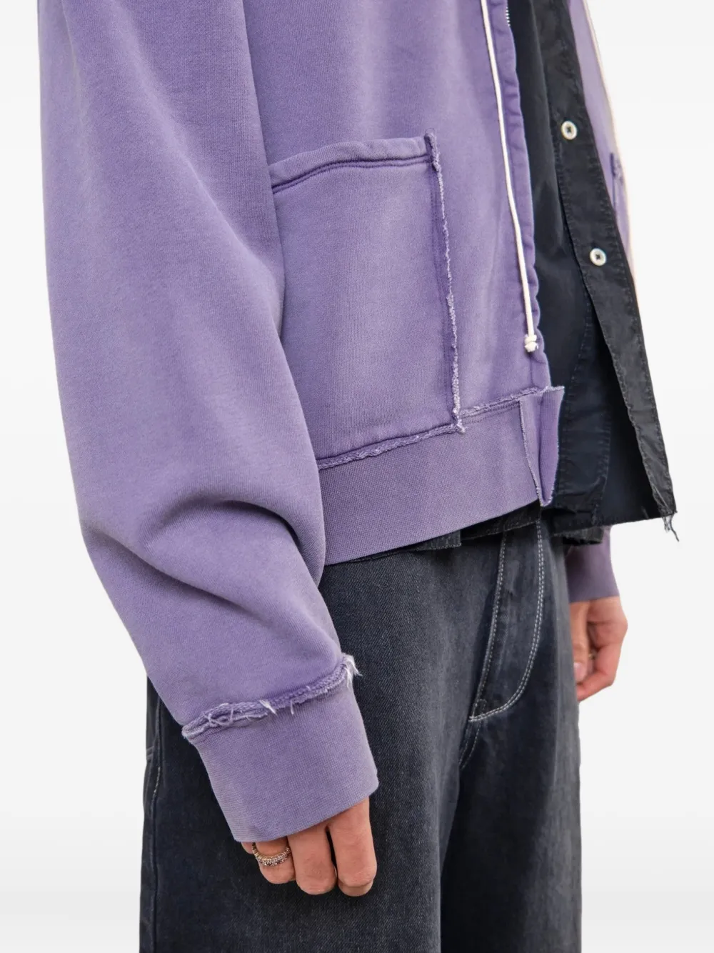 Camiel Fortgens Frayed Zip Hoodie In Purple