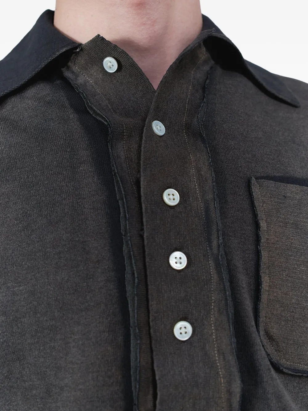 Camiel Fortgens Faded Pocket Cardigan In Gray
