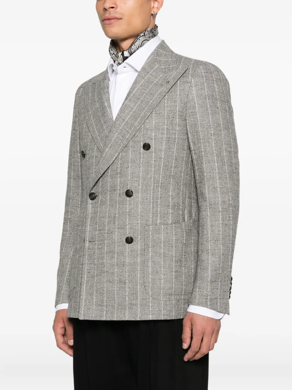 Tagliatore Gestreepte blazer met dubbele rij knopen Grijs
