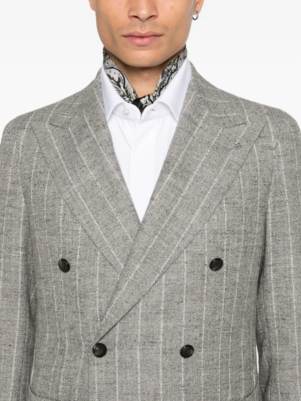 Tagliatore Gestreepte blazer met dubbele rij knopen Grijs