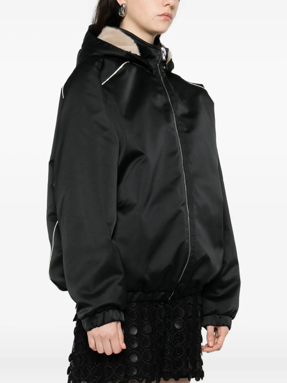 N°21 Hooded Piped Jacket In Black