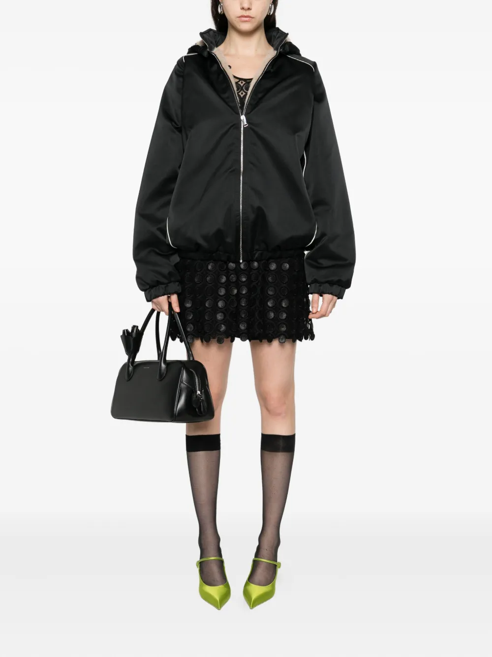 N°21 Hooded Piped Jacket In Black