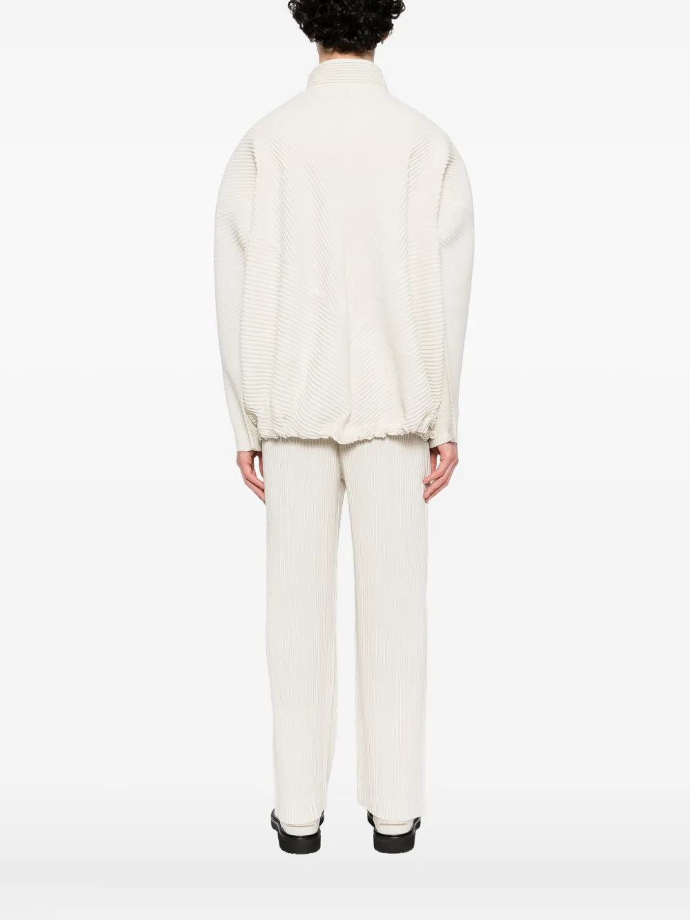 Issey Miyake Pleated Jacket In Neutral