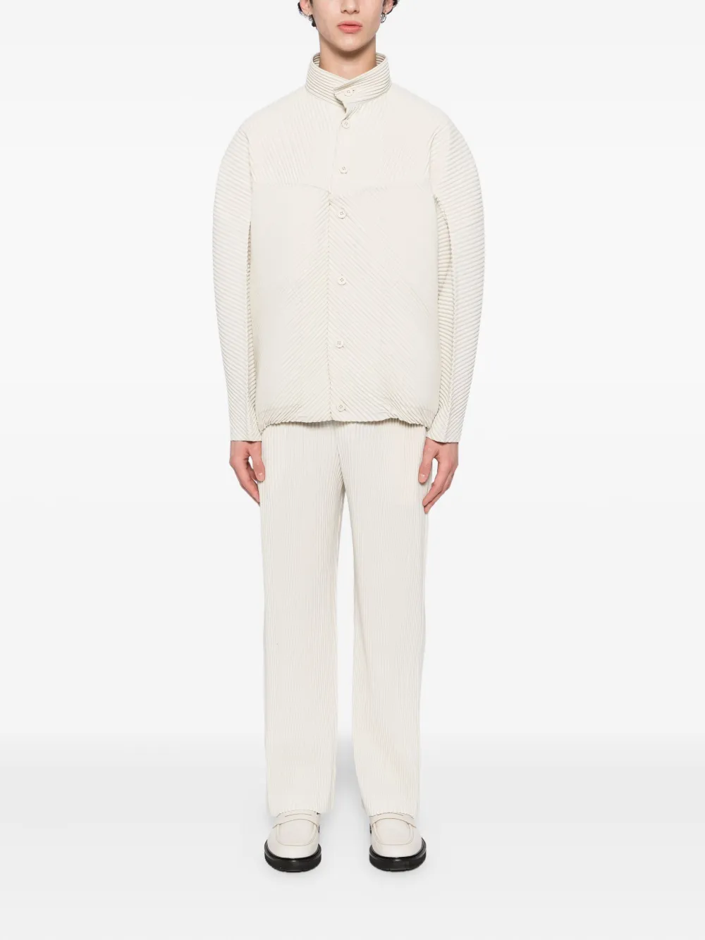 Issey Miyake Pleated Jacket In Neutral
