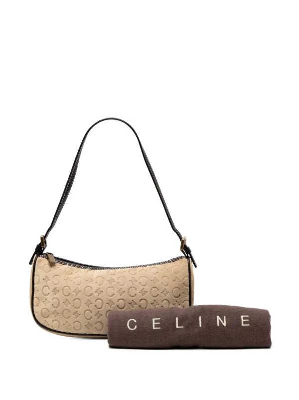 Celine Pre-Owned 2000 C Macadam Suede Shoulder Bag | Brown
