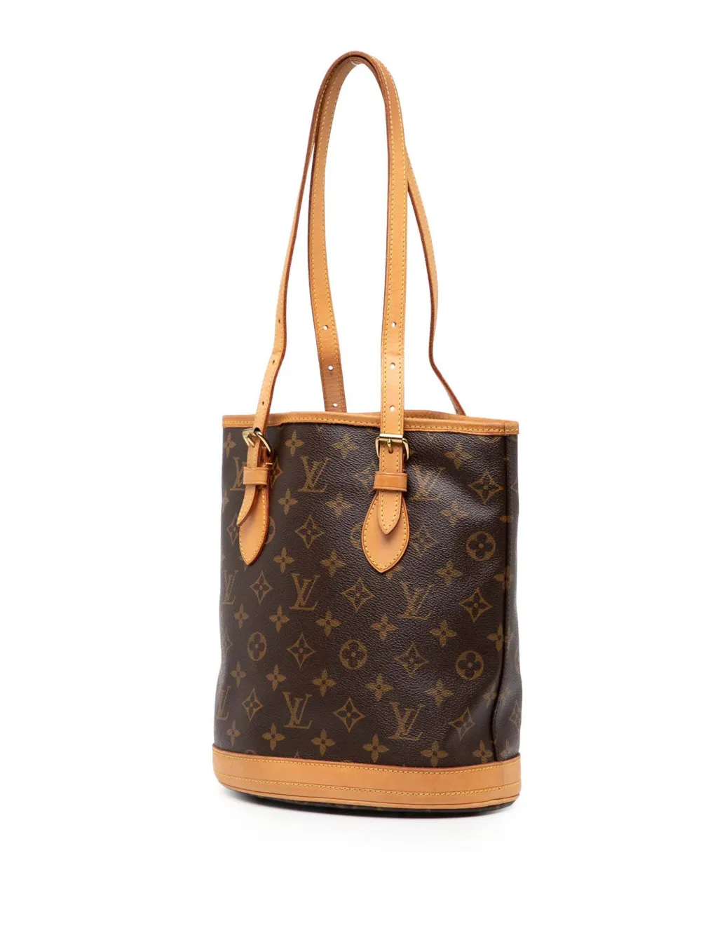 Pre-owned Louis Vuitton 2004 Monogram Petit Bucket Bag In Brown