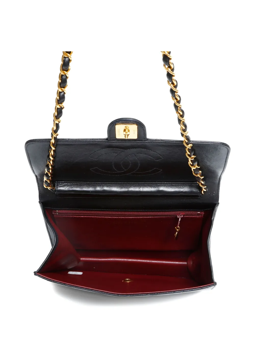 Pre-owned Chanel 1997-1999 Half Flap Push-lock Shoulder Bag In Black