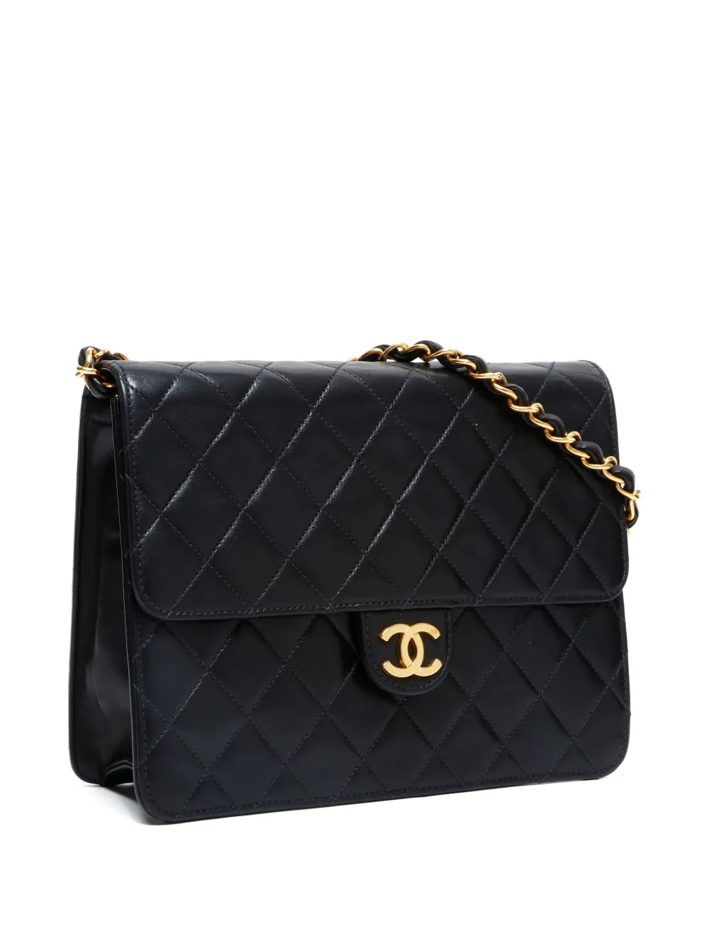 Pre-owned Chanel 1997-1999 Half Flap Push-lock Shoulder Bag In Black