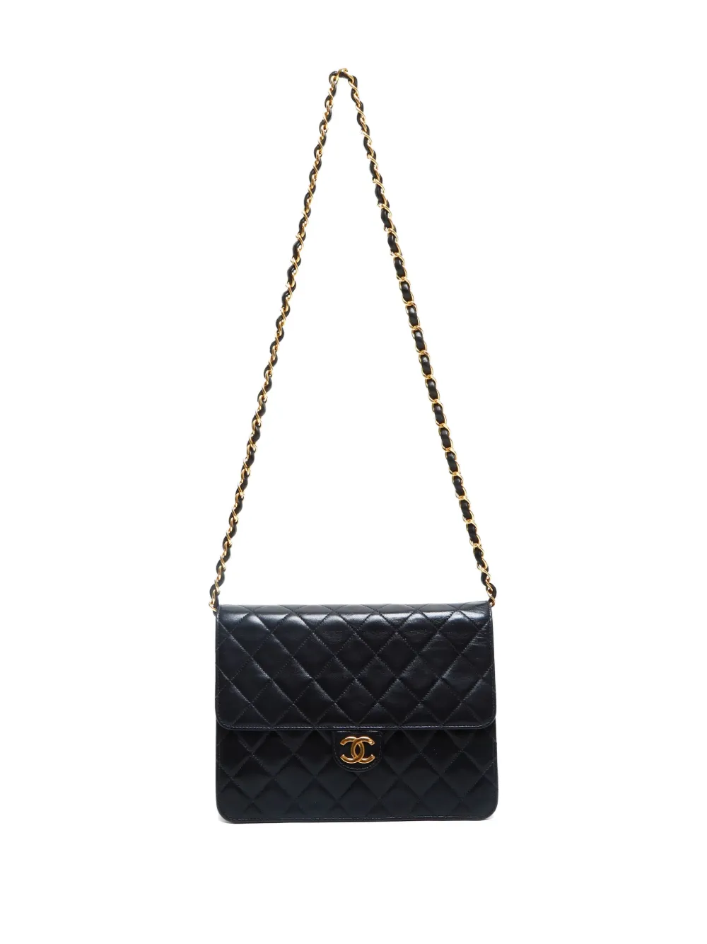 Pre-owned Chanel 1997-1999 Half Flap Push-lock Shoulder Bag In Black