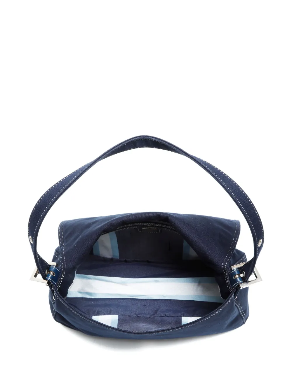 Pre-owned Fendi 2000-2015 Mamma Baguette Denim Shoulder Bag In Blue