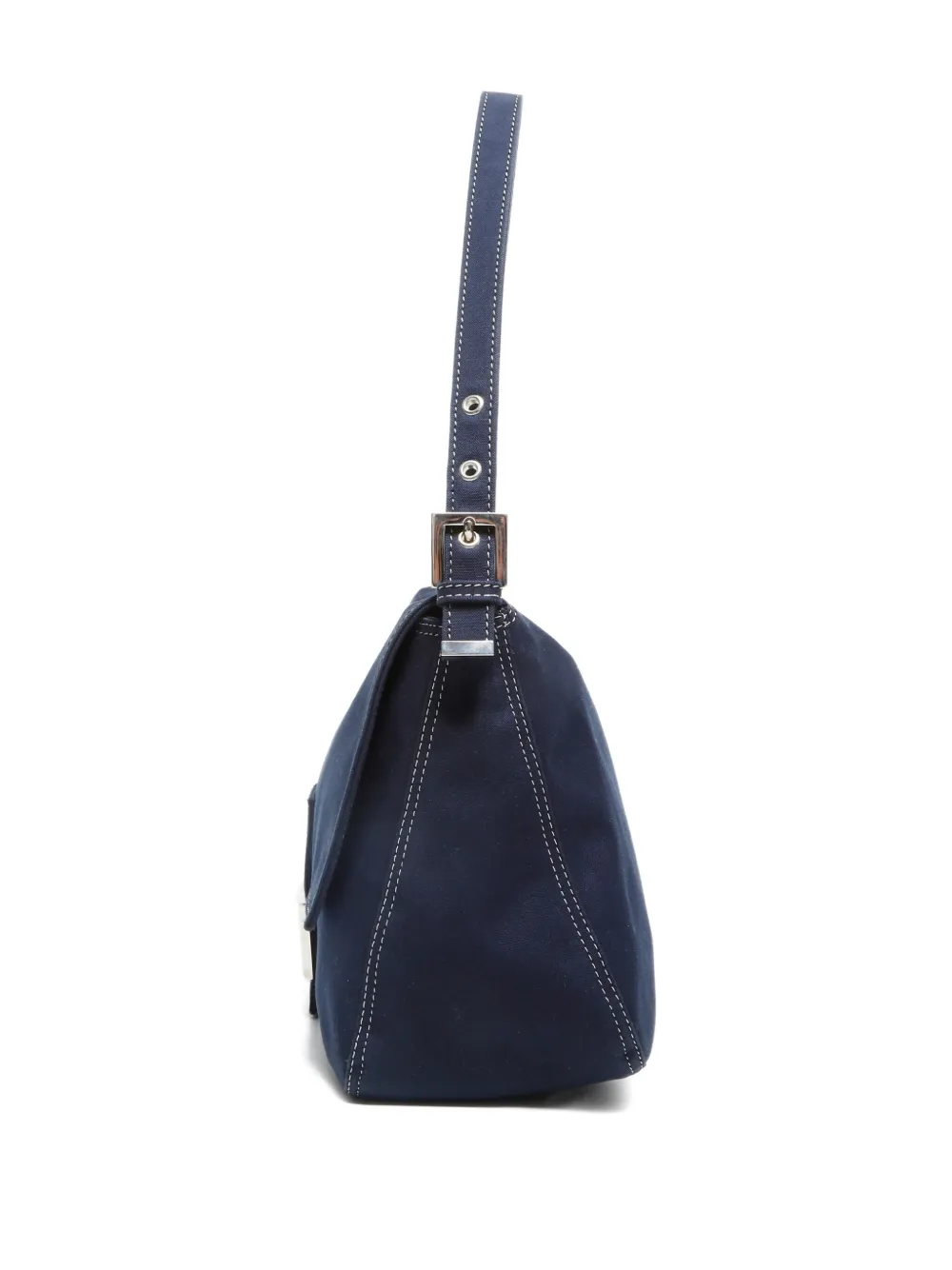 Pre-owned Fendi 2000-2015 Mamma Baguette Denim Shoulder Bag In Blue