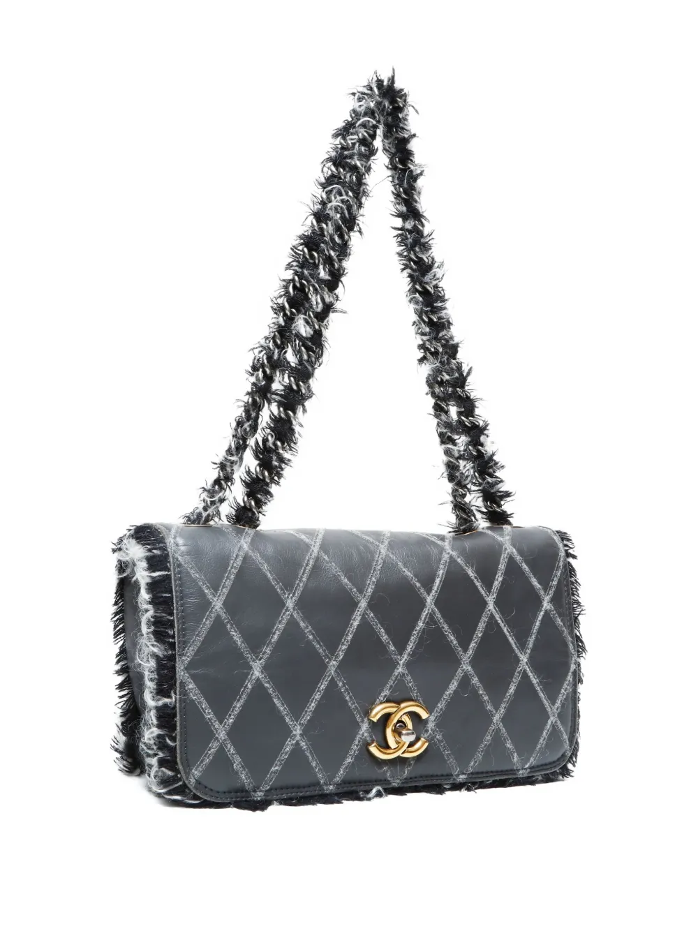 Pre-owned Chanel 2011 Flap Tweed-chain Shoulder Bag In Gray