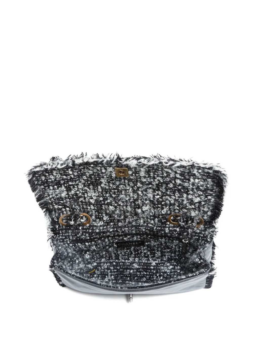 Pre-owned Chanel 2011 Flap Tweed-chain Shoulder Bag In Gray