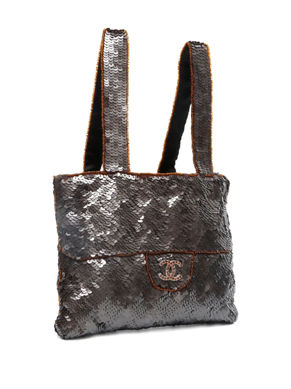 CHANEL Pre-Owned 1997-1999 Trompe shopper met pailletten Bruin