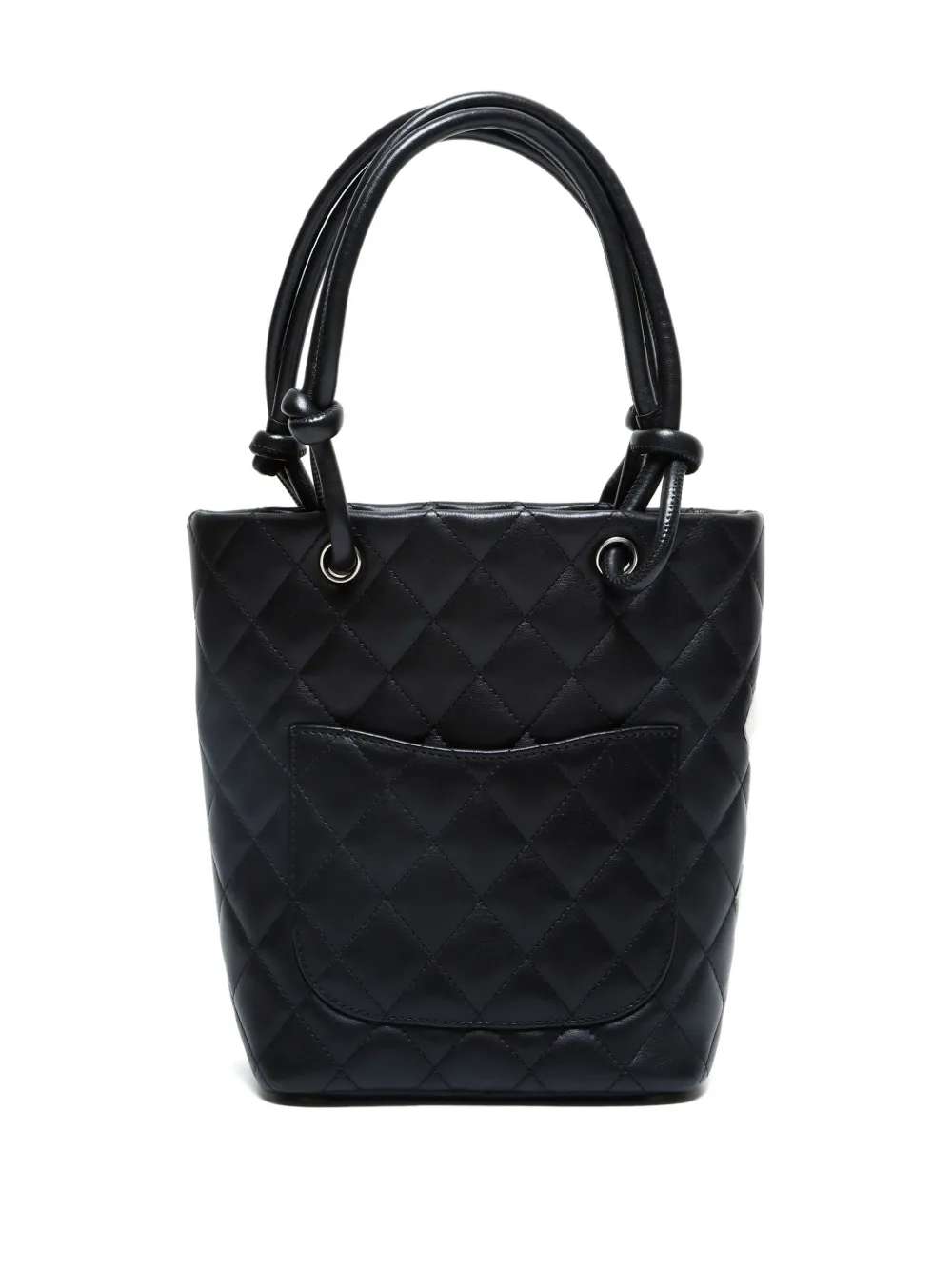 Pre-owned Chanel 2003-2004 Cambon Quilted-logo Tote Bag In Black