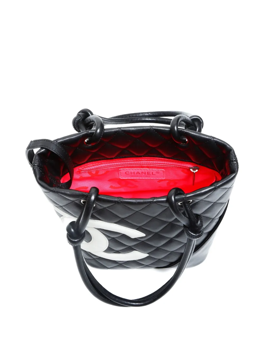 Pre-owned Chanel 2003-2004 Cambon Quilted-logo Tote Bag In Black