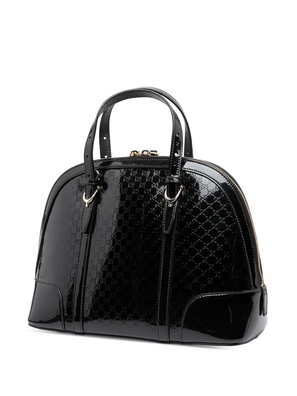 Pre-owned Gucci 2000-2015 Small Microssima Patent Nice Satchel In Black