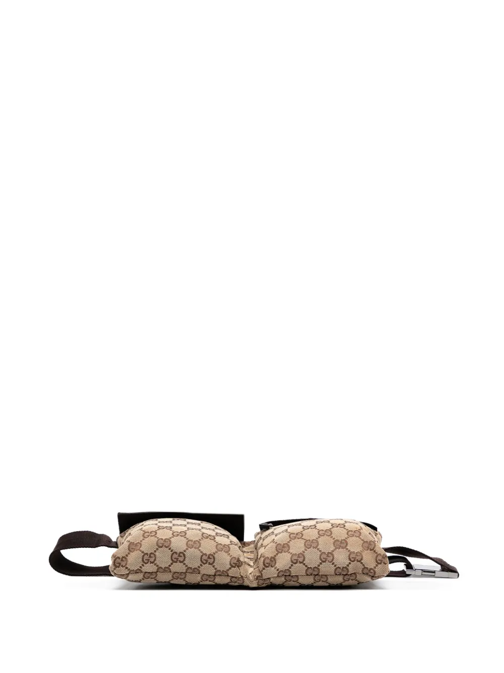 Pre-owned Gucci 2000-2015 Gg Canvas Double Pocket Belt Bag In Brown