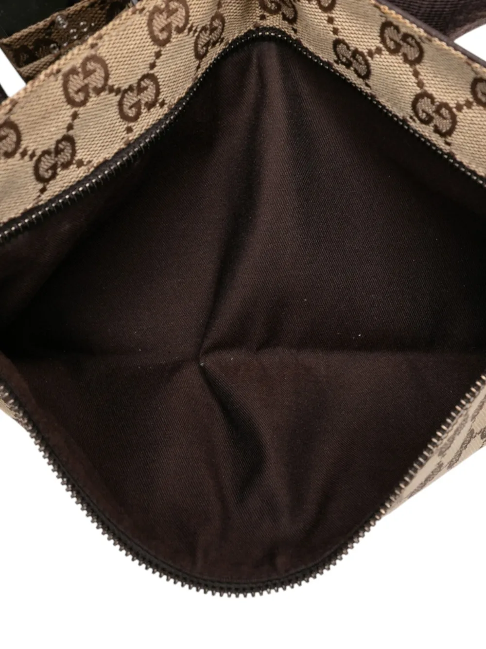 Pre-owned Gucci 2000-2015 Gg Canvas Double Pocket Belt Bag In Brown