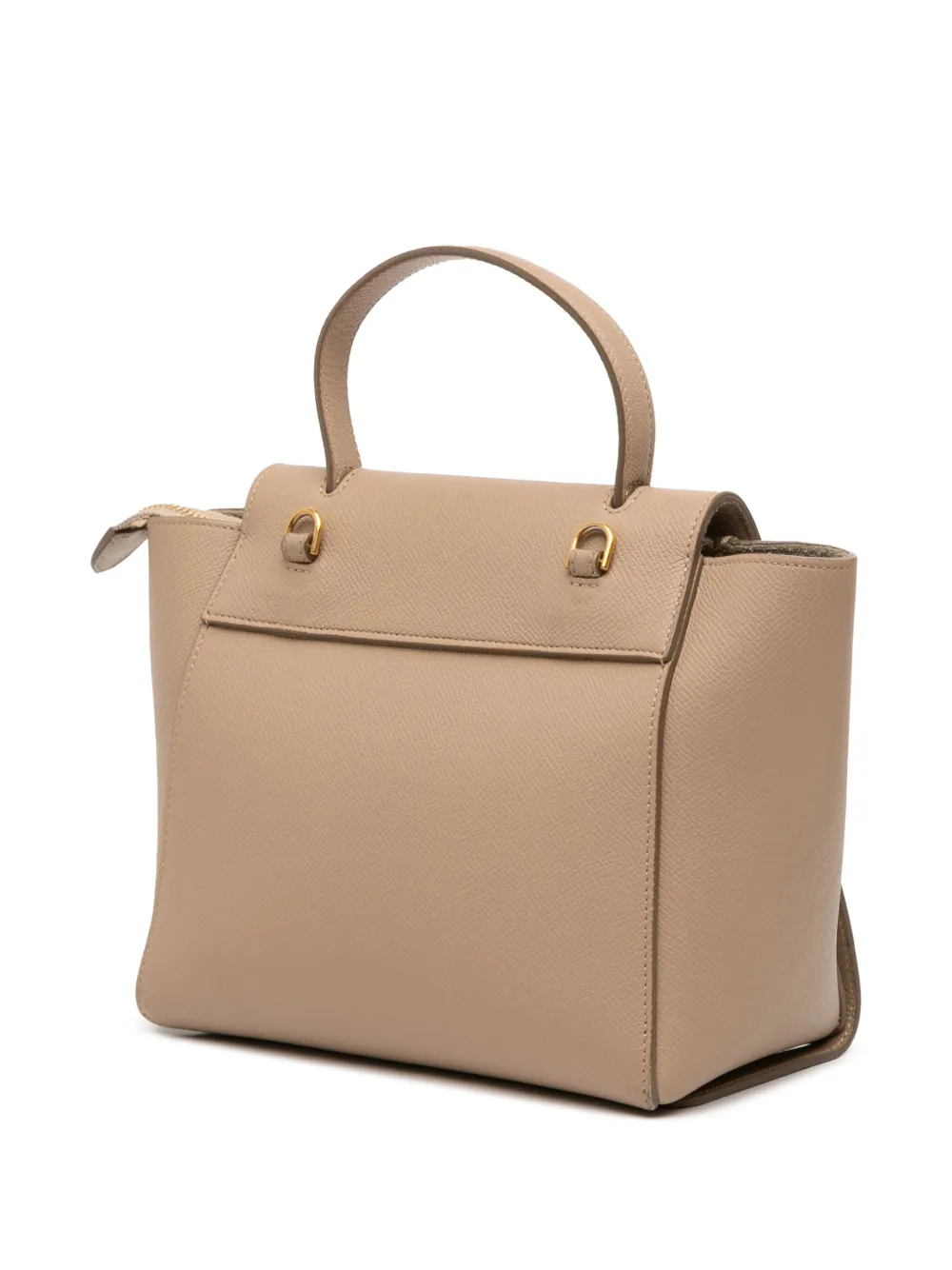 Pre-owned Celine 2018-2025 Nano Grained Calfskin Belt Bag Satchel In Brown