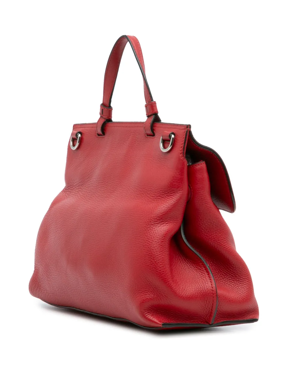 Pre-owned Gucci 2016-2025 Medium Leather Bamboo Daily Satchel In Red