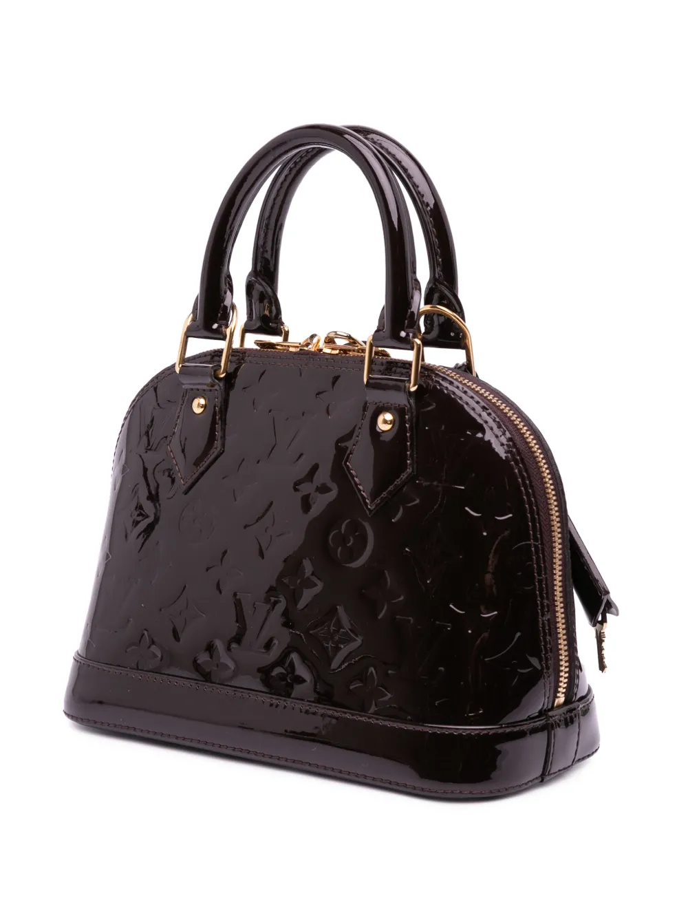 Pre-owned Louis Vuitton 2017 Monogram Vernis Alma Bb Satchel In Purple