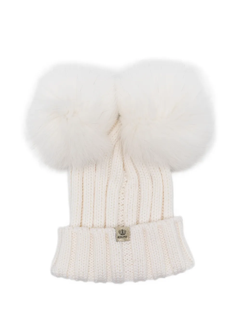 cuffie regina gorro tejido de canalé con pompón | blanco | Image 1