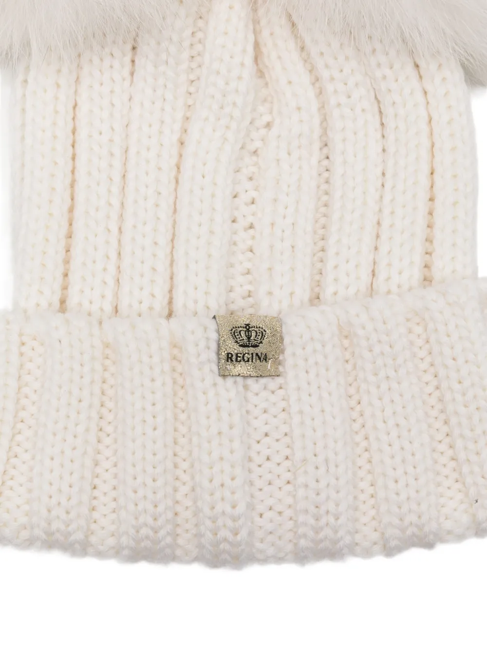 cuffie regina Geribbelde hoed met pompon Wit